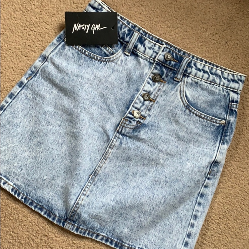 Acid wash mini skirt